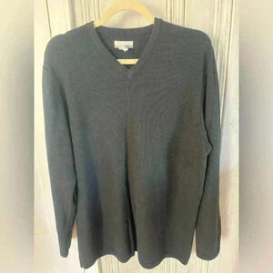 BREAKWATER Mens Black 100% Cotton Long Sleeve V-Neck Pullover Sweater Size L